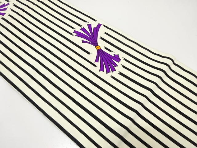 縞に束ね熨斗模様　踊り帯